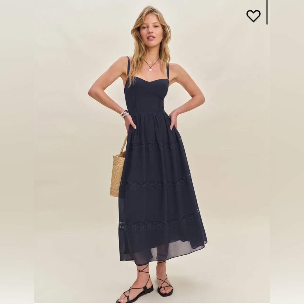 Reformation Dina Dress Blue - Size 4